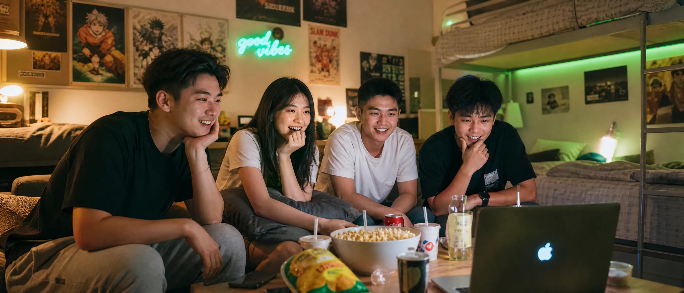年轻人一起追剧的欢乐时光